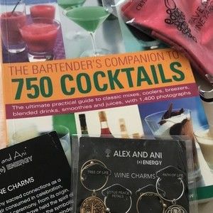 BARTENDER’S ACCESSORIES Bundle Cocktail Book Glass Charms Pourer Crystal Cleaner